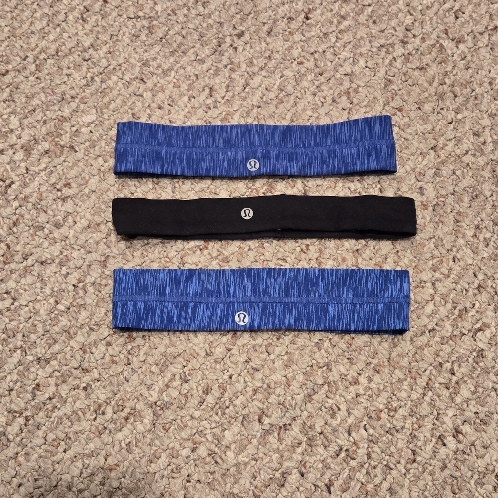 Lululemon Blue and Black Headbands Set